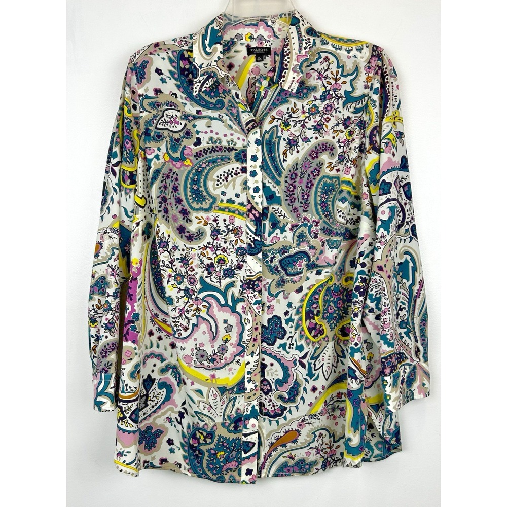 Talbots Top Women Xp Paisley Button Blouse Office Career Professional Maximalist